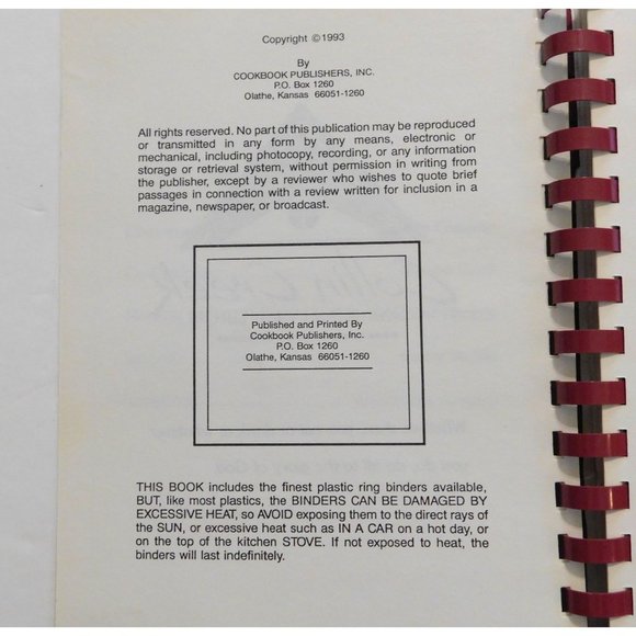 Cooking with Joy Cookbook 1993 Collin Creek Community Church Spiral PB - Picture 3 of 9